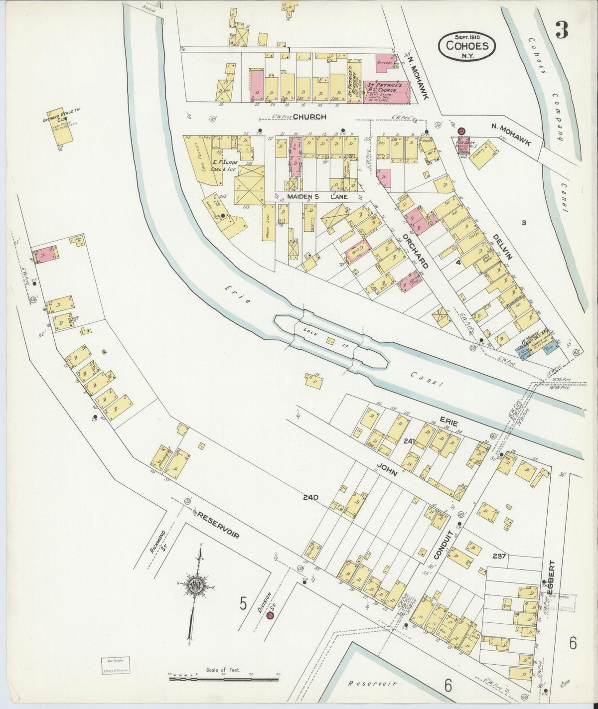 Sanborn Fire Insurance Map from Cohoes, Albany County, New York (1910), Sheet #0003 - Complete Map Set gallery image, historic Sanborn map, vintage wall art, New York New York