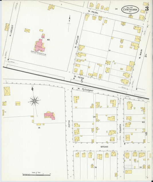 Sanborn Fire Insurance Map from Cynthiana, Harrison County, Kentucky (1909), Sheet #0003 - Historic Sanborn Fire Insurance Map Print, vintage old map wall art, antique decor, genealogy gift, Kentucky Kentucky map
