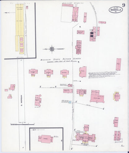 Sanborn Fire Insurance Map from Boonville, Cooper County, Missouri (1910), Sheet #0009 - Complete Map Set gallery image, historic Sanborn map, vintage wall art, Missouri Missouri