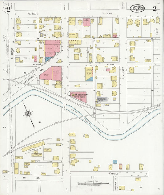 Sanborn Fire Insurance Map from Houston, Washington County, Pennsylvania (1927), Sheet #0002 - Historic Sanborn Fire Insurance Map Print, vintage old map wall art, antique decor, genealogy gift, Pennsylvania Pennsylvania map