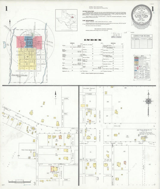 Sanborn Fire Insurance Map from Canton, Van Zandt County, Texas (1941), Sheet #0001 - Complete Map Set gallery image, historic Sanborn map, vintage wall art, Texas Texas