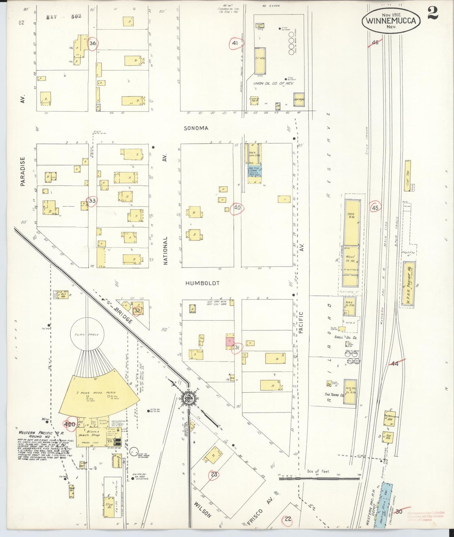 Sanborn Fire Insurance Map from Winnemucca, Humboldt County, Nevada (1943), Sheet #0002 - Complete Map Set gallery image, historic Sanborn map, vintage wall art, Nevada Nevada