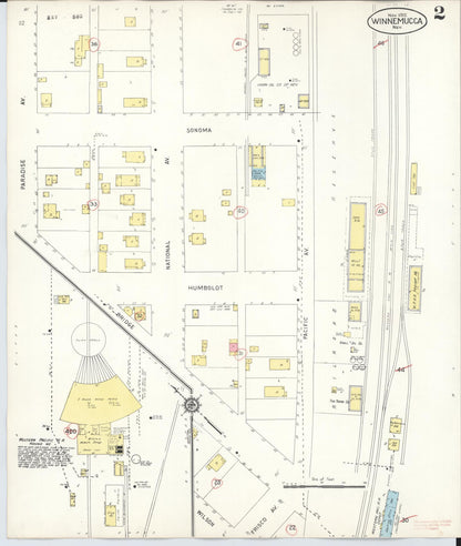 Sanborn Fire Insurance Map from Winnemucca, Humboldt County, Nevada (1943), Sheet #0002 - Complete Map Set gallery image, historic Sanborn map, vintage wall art, Nevada Nevada