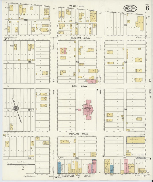 Sanborn Fire Insurance Map from Kenova, Wayne County, West Virginia (1921), Sheet #0006 - Historic Sanborn Fire Insurance Map Print, vintage old map wall art, antique decor, genealogy gift, West Virginia West Virginia map