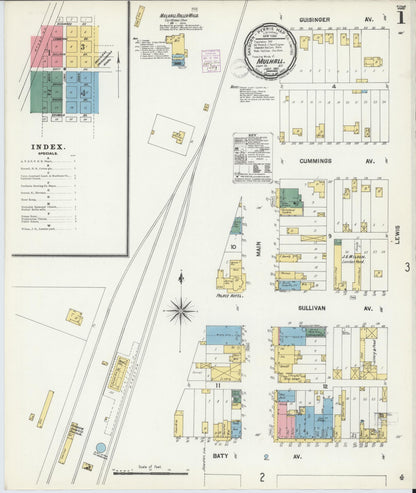 Sanborn Fire Insurance Map from Mulhall, Logan County, Oklahoma (1901), Sheet #0001 - Complete Map Set gallery image, historic Sanborn map, vintage wall art, Oklahoma Oklahoma