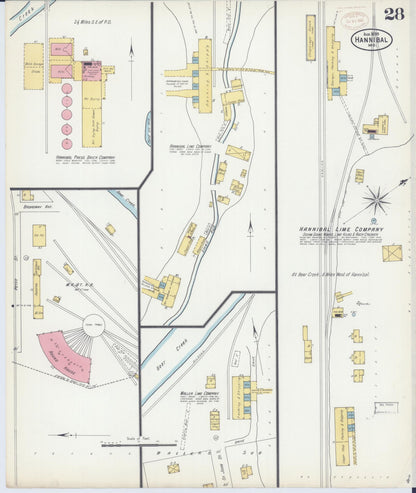 Sanborn Fire Insurance Map from Hannibal, Marion County, Missouri (1899), Sheet #0028 - Historic Sanborn Fire Insurance Map Print, vintage old map wall art, antique decor, genealogy gift, Missouri Missouri map