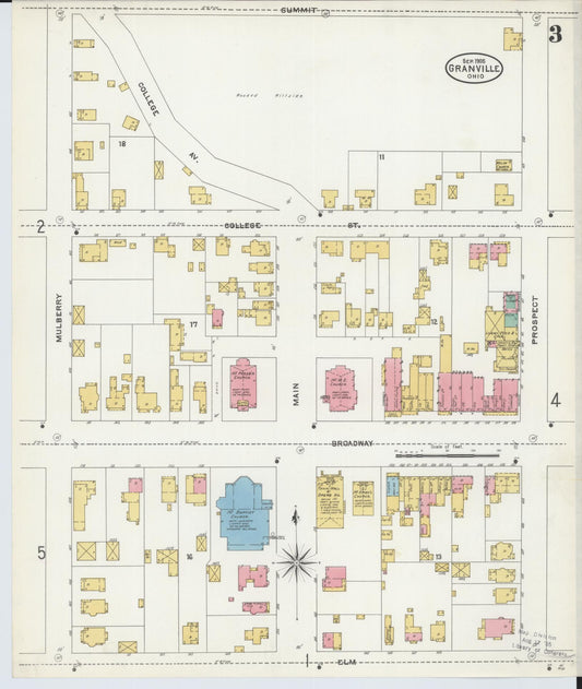 Sanborn Fire Insurance Map from Granville, Licking County, Ohio (1905), Sheet #0003 - Historic Sanborn Fire Insurance Map Print, vintage old map wall art, antique decor, genealogy gift, Ohio Ohio map