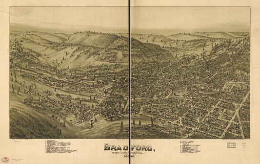 Bradford, McKean County, Pennsylvania, 1895. (1895) – Historic Bird’s-Eye View Panorama Print
