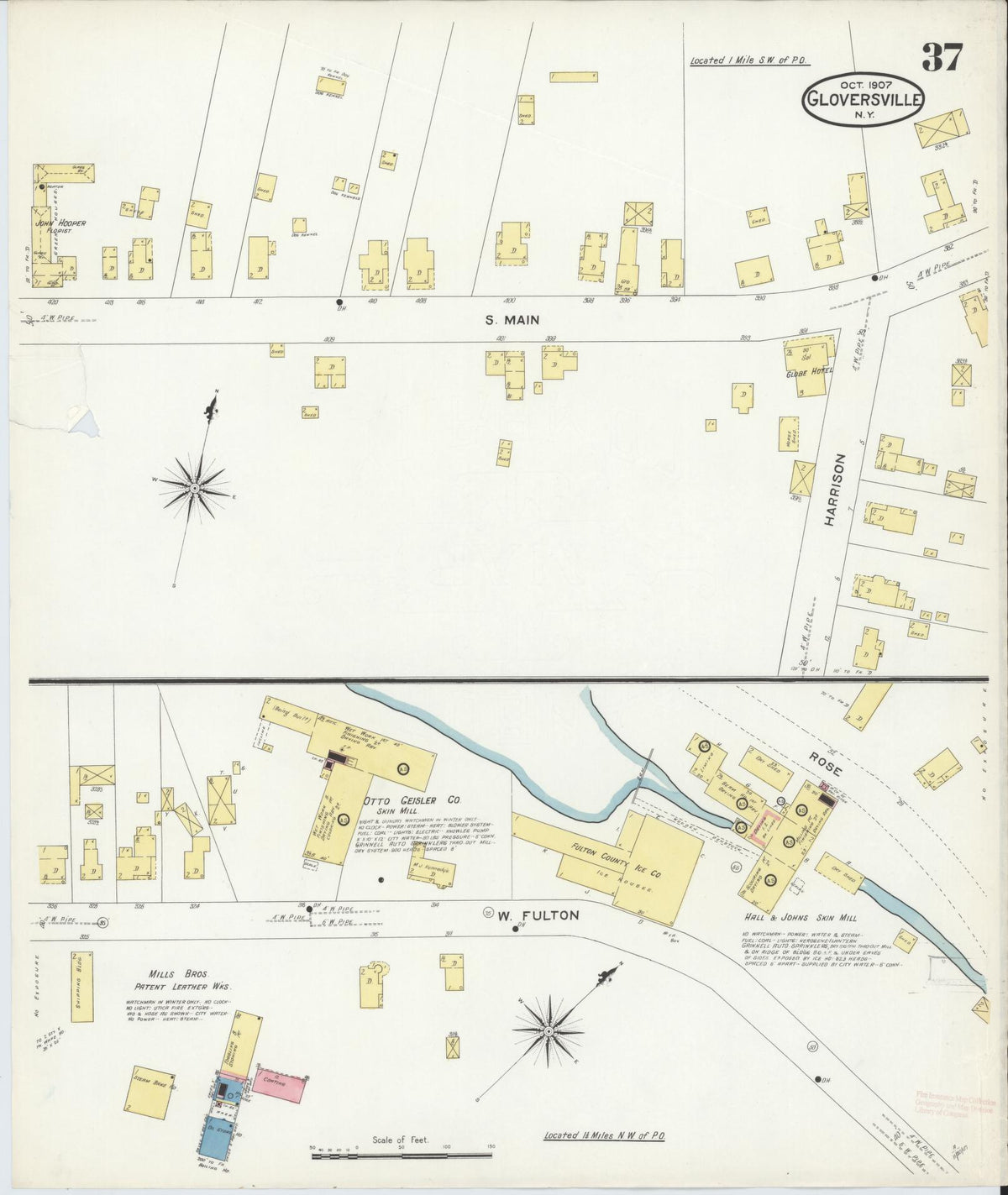 Sanborn Fire Insurance Map from Gloversville, Fulton County, New York (1907), Sheet #0037 - Complete Map Set gallery image, historic Sanborn map, vintage wall art, New York New York