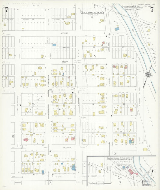 Sanborn Fire Insurance Map from Council Grove, Morris County, Kansas (1937), Sheet #0007 - Historic Sanborn Fire Insurance Map Print, vintage old map wall art, antique decor, genealogy gift, Kansas Kansas map