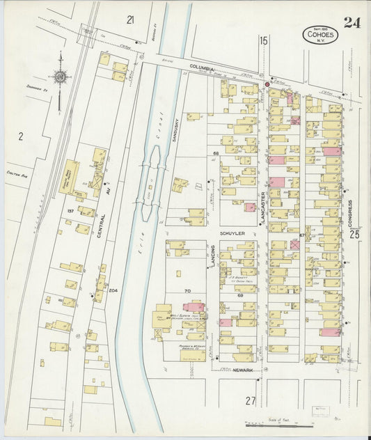 Sanborn Fire Insurance Map from Cohoes, Albany County, New York (1910), Sheet #0024 - Historic Sanborn Fire Insurance Map Print, vintage old map wall art, antique decor, genealogy gift, New York New York map