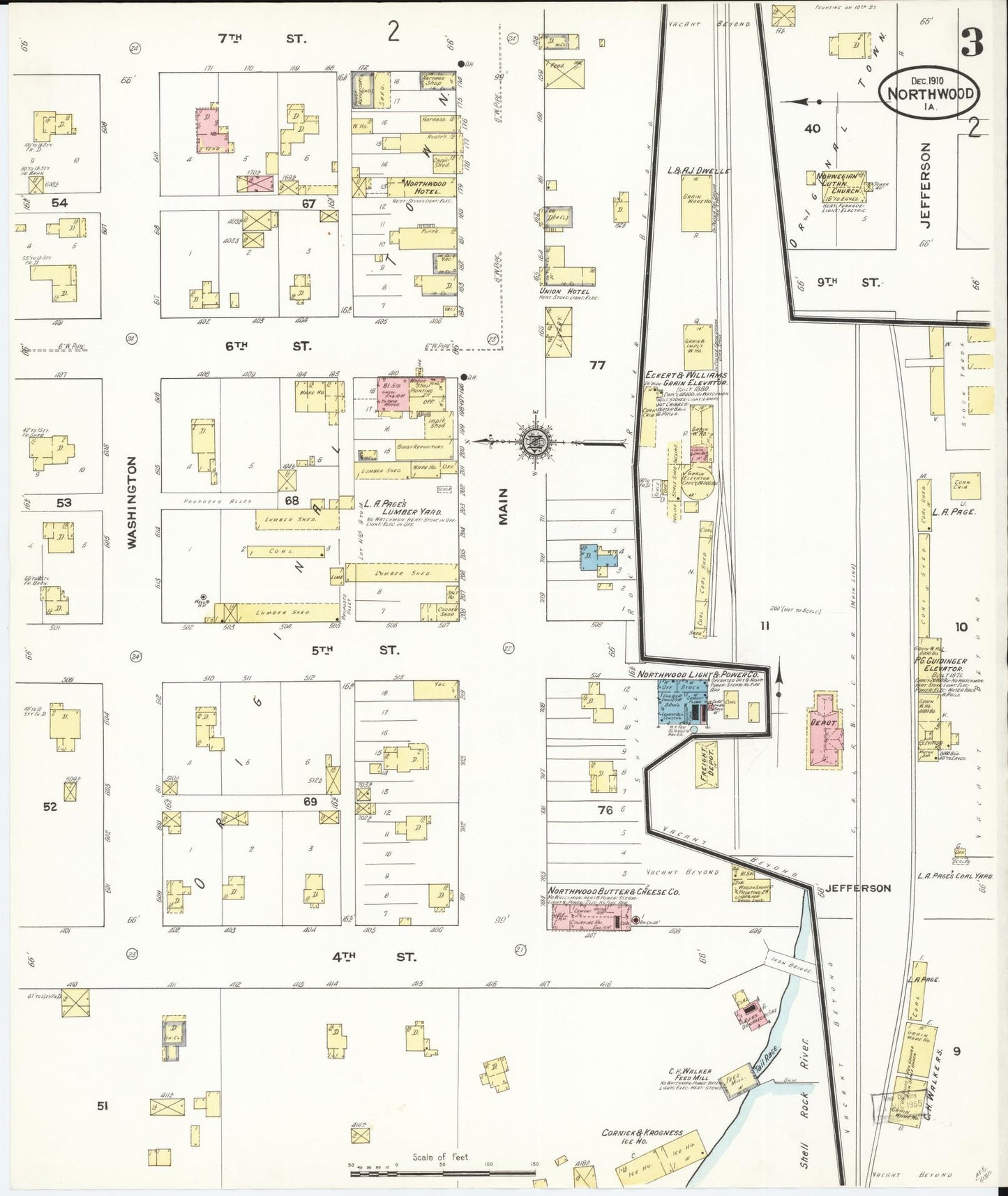 Sanborn Fire Insurance Map from Northwood, Worth County, Iowa (1910), Sheet #0003 - Historic Sanborn Fire Insurance Map Print