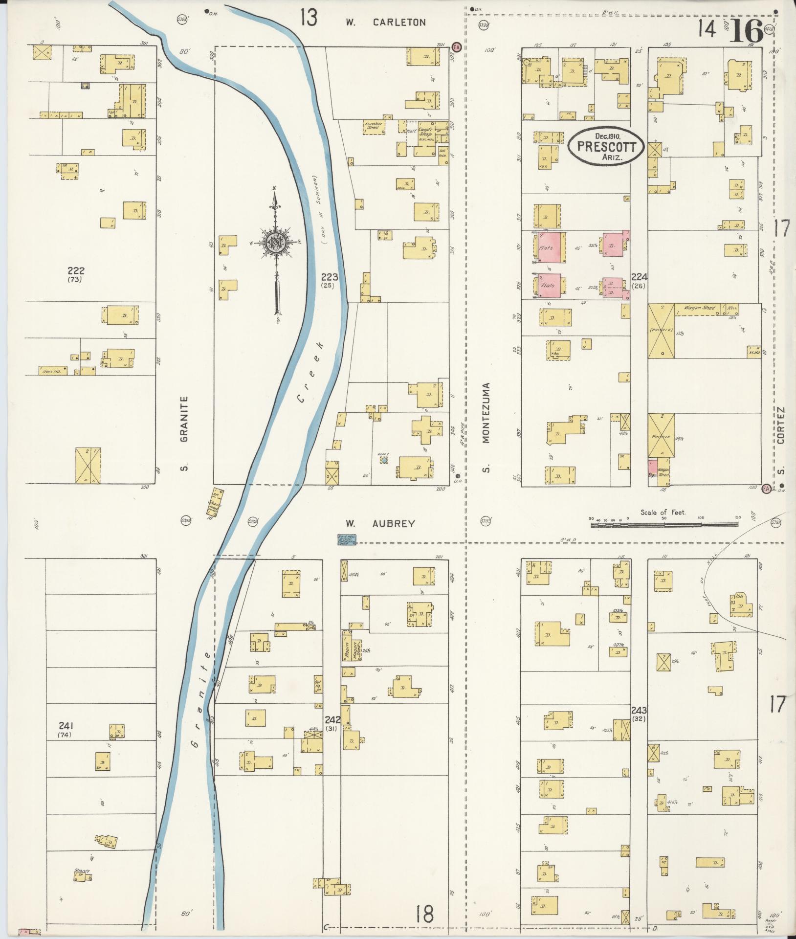 Sanborn Fire Insurance Map from Prescott, Yavapai County, Arizona (1910), Sheet #0016 - Complete Map Set gallery image, historic Sanborn map, vintage wall art, Arizona Arizona