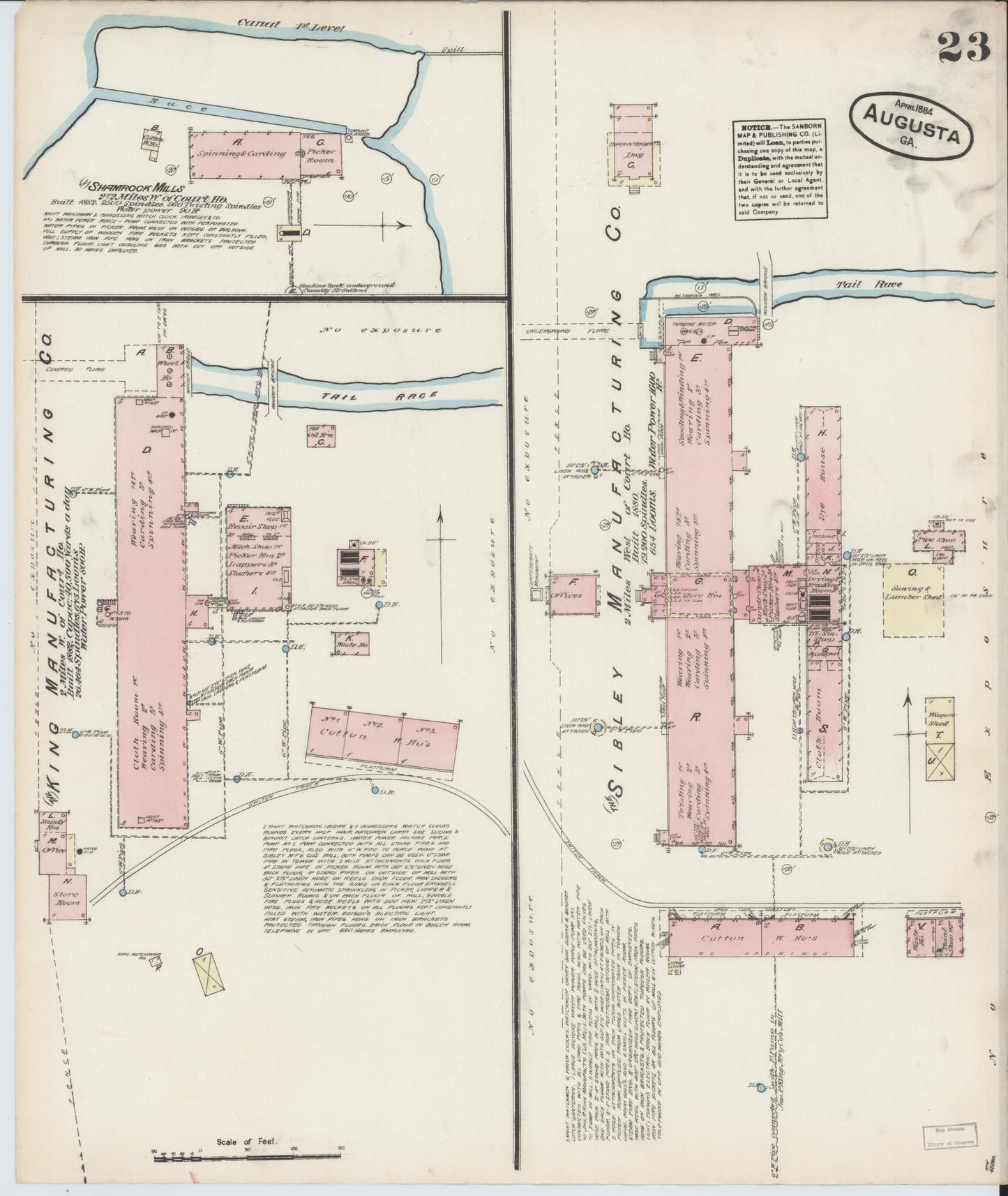 Sanborn Fire Insurance Map from Augusta, Richmond County, Georgia (1884), Sheet #0023 - Historic Sanborn Fire Insurance Map Print, vintage old map wall art, antique decor, genealogy gift, Georgia Georgia map
