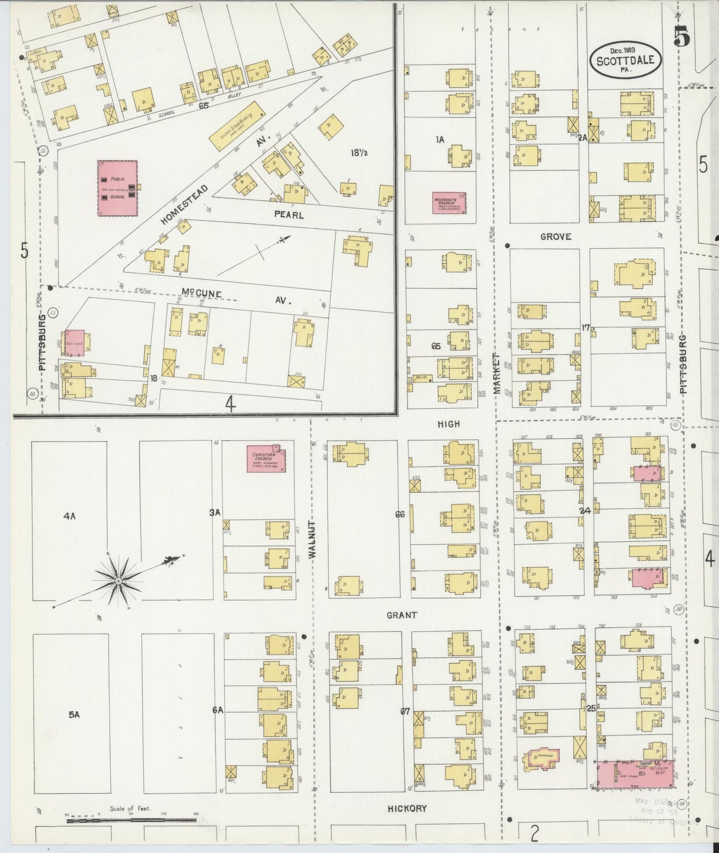 Sanborn Fire Insurance Map from Scottdale, Westmoreland County, Pennsylvania (1903), Sheet #0005 - Complete Map Set gallery image, historic Sanborn map, vintage wall art, Pennsylvania Pennsylvania