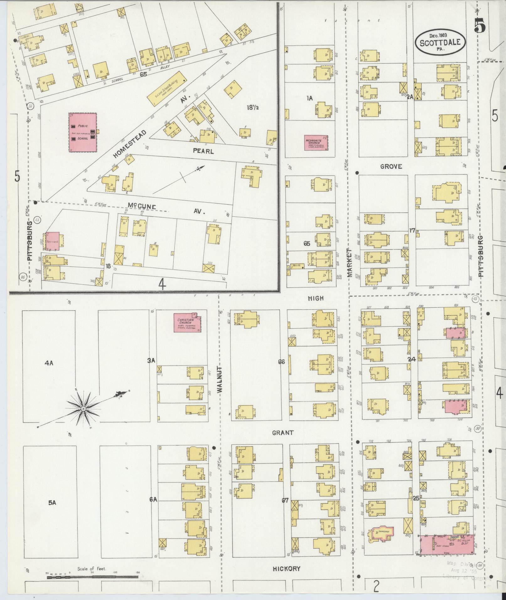 Sanborn Fire Insurance Map from Scottdale, Westmoreland County, Pennsylvania (1903), Sheet #0005 - Complete Map Set gallery image, historic Sanborn map, vintage wall art, Pennsylvania Pennsylvania