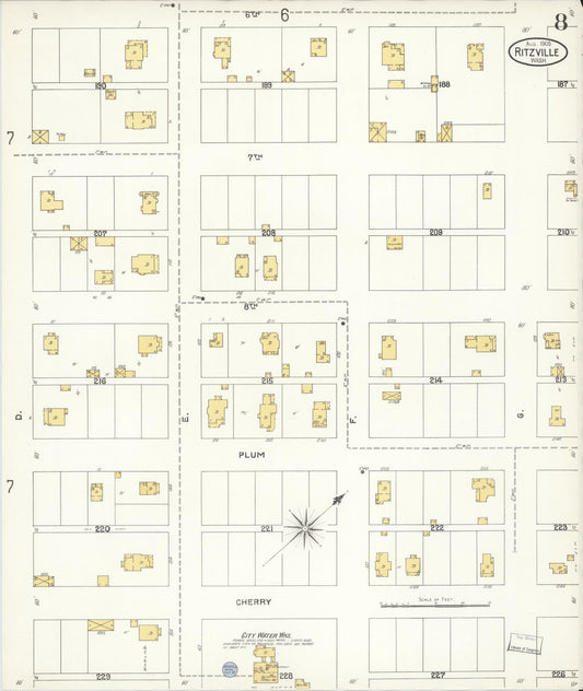 Sanborn Fire Insurance Map from Ritzville, Adams County, Washington (1905), Sheet #0008 - Historic Sanborn Fire Insurance Map Print, vintage old map wall art, antique decor, genealogy gift, Washington Washington map