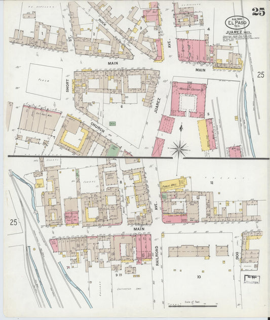 Sanborn Fire Insurance Map from El Paso, El Paso County, Texas (1900), Sheet #0025 - Historic Sanborn Fire Insurance Map Print, vintage old map wall art, antique decor, genealogy gift, Texas Texas map