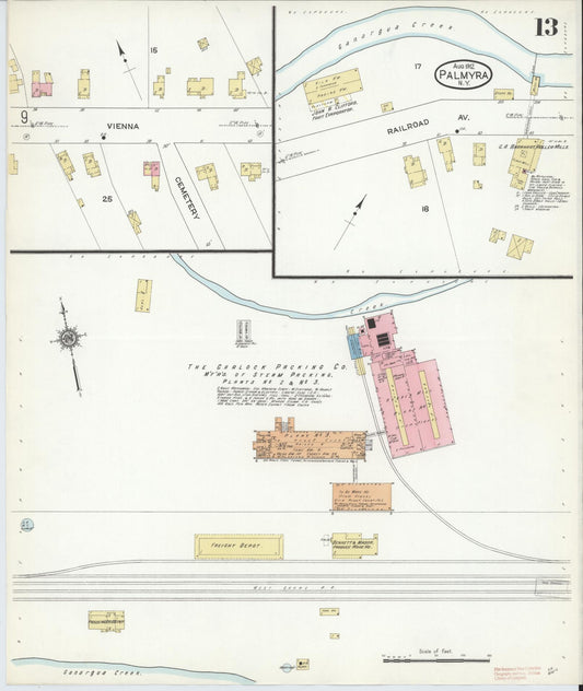 Sanborn Fire Insurance Map from Palmyra, Wayne County, New York (1912), Sheet #0013 - Historic Sanborn Fire Insurance Map Print, vintage old map wall art, antique decor, genealogy gift, New York New York map