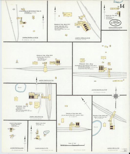 Sanborn Fire Insurance Map from Linton, Greene County, Indiana (1910), Sheet #0014 - Historic Sanborn Fire Insurance Map Print, vintage old map wall art, antique decor, genealogy gift, Indiana Indiana map