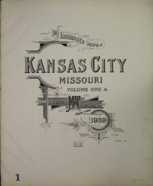 Sanborn Fire Insurance Map from Kansas City, Jackson, Clay, And Platte Counties, Missouri (1939), Sheet #0001 - Historic Sanborn Fire Insurance Map Print, vintage old map wall art, antique decor, genealogy gift, Kansas Kansas map