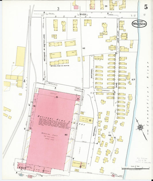 Sanborn Fire Insurance Map from Windsor, Windsor County, Vermont (1917), Sheet #0005 - Historic Sanborn Fire Insurance Map Print, vintage old map wall art, antique decor, genealogy gift, Vermont Vermont map
