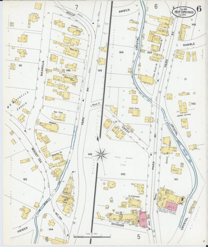 Sanborn Fire Insurance Map from Hot Springs, Garland County, Arkansas (1901), Sheet #0006 - Complete Map Set gallery image, historic Sanborn map, vintage wall art, Arkansas Arkansas