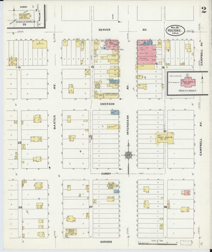 Sanborn Fire Insurance Map from Holyoke, Phillips County, Colorado (1911), Sheet #0002 - Complete Map Set gallery image, historic Sanborn map, vintage wall art, Colorado Colorado