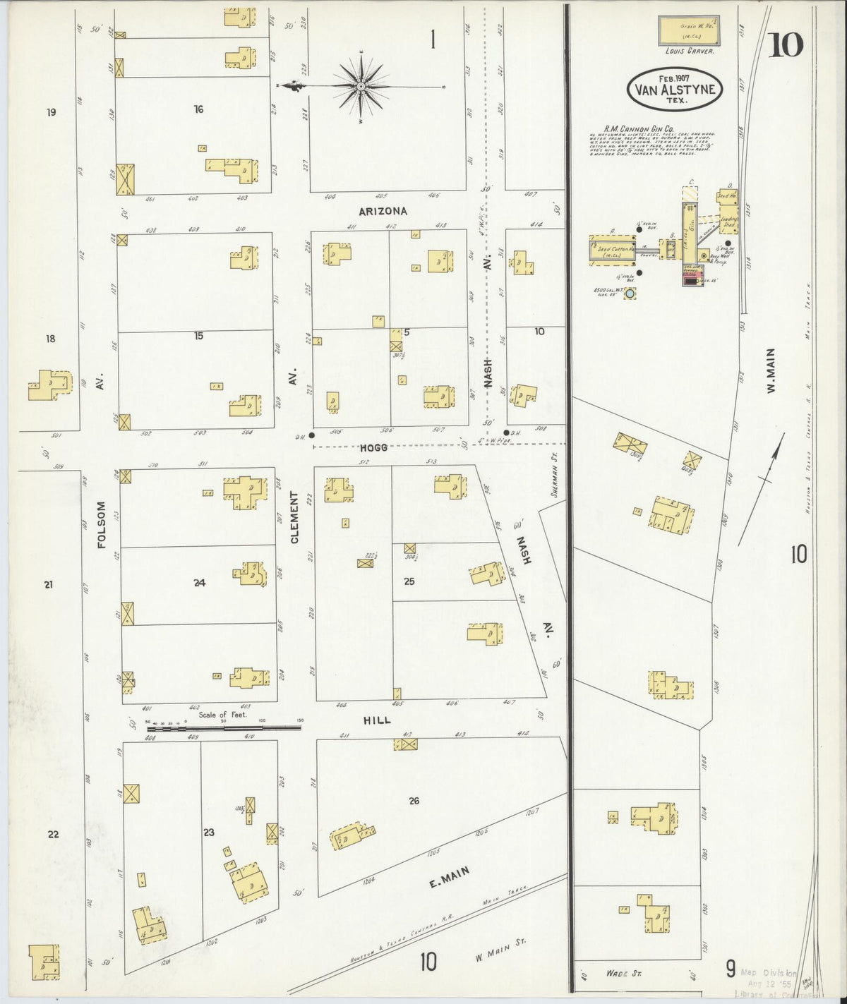 Sanborn Fire Insurance Map from Van Alstyne, Grayson County, Texas (1907), Sheet #0010 - Historic Sanborn Fire Insurance Map Print, vintage old map wall art, antique decor, genealogy gift, Texas Texas map