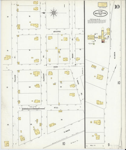 Sanborn Fire Insurance Map from Van Alstyne, Grayson County, Texas (1907), Sheet #0010 - Historic Sanborn Fire Insurance Map Print, vintage old map wall art, antique decor, genealogy gift, Texas Texas map