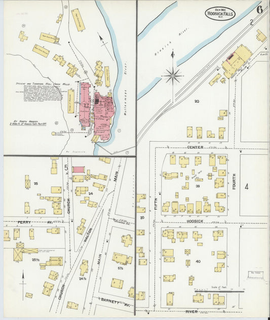 Sanborn Fire Insurance Map from Hoosick Falls, Rensselaer County, New York (1904), Sheet #0006 - Historic Sanborn Fire Insurance Map Print, vintage old map wall art, antique decor, genealogy gift, New York New York map