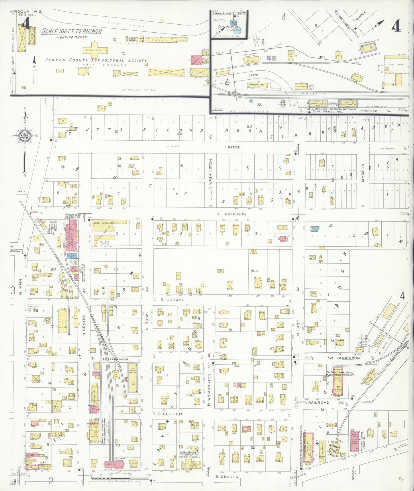 Sanborn Fire Insurance Map from Viroqua, Vernon County, Wisconsin (1933), Sheet #0004 - Complete Map Set gallery image, historic Sanborn map, vintage wall art, Wisconsin Wisconsin