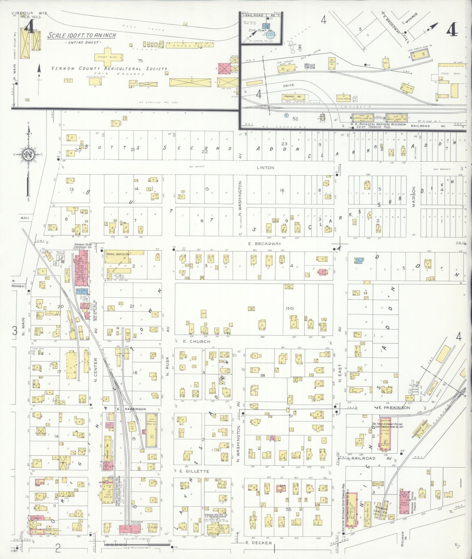 Sanborn Fire Insurance Map from Viroqua, Vernon County, Wisconsin (1933), Sheet #0004 - Complete Map Set gallery image, historic Sanborn map, vintage wall art, Wisconsin Wisconsin