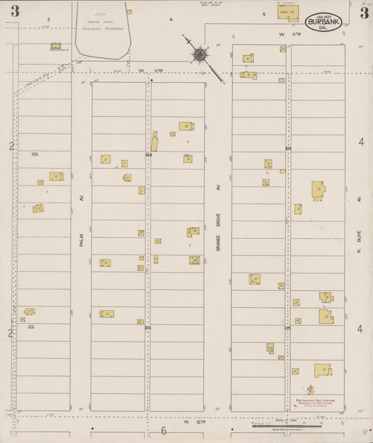Sanborn Fire Insurance Map from Burbank, Los Angeles County, California (1923), Sheet #0003 - Historic Sanborn Fire Insurance Map Print, vintage old map wall art, antique decor, genealogy gift, California California map