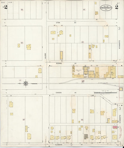 Sanborn Fire Insurance Map from Canoga Park, Los Angeles County, California (1932), Sheet #0002 - Historic Sanborn Fire Insurance Map Print, vintage old map wall art, antique decor, genealogy gift, California California map