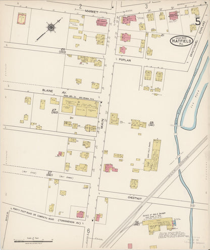 Sanborn Fire Insurance Map from Hatfield, Montgomery County, Pennsylvania (1922), Sheet #0005 - Complete Map Set gallery image, historic Sanborn map, vintage wall art, Pennsylvania Pennsylvania