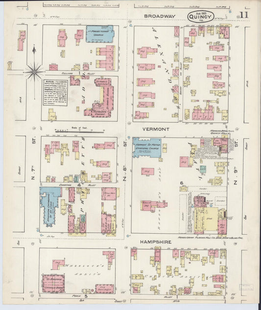 Sanborn Fire Insurance Map from Quincy, Adams County, Illinois (1883), Sheet #0011 - Historic Sanborn Fire Insurance Map Print, vintage old map wall art, antique decor, genealogy gift, Illinois Illinois map
