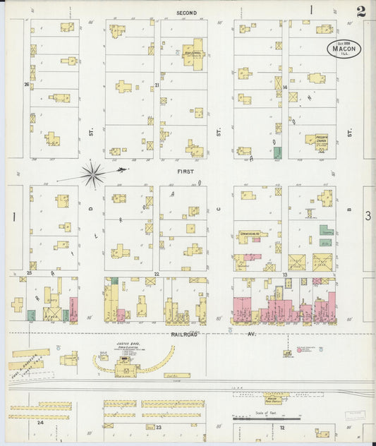 Sanborn Fire Insurance Map from Macon, Macon County, Illinois (1899), Sheet #0002 - Historic Sanborn Fire Insurance Map Print, vintage old map wall art, antique decor, genealogy gift, Illinois Illinois map