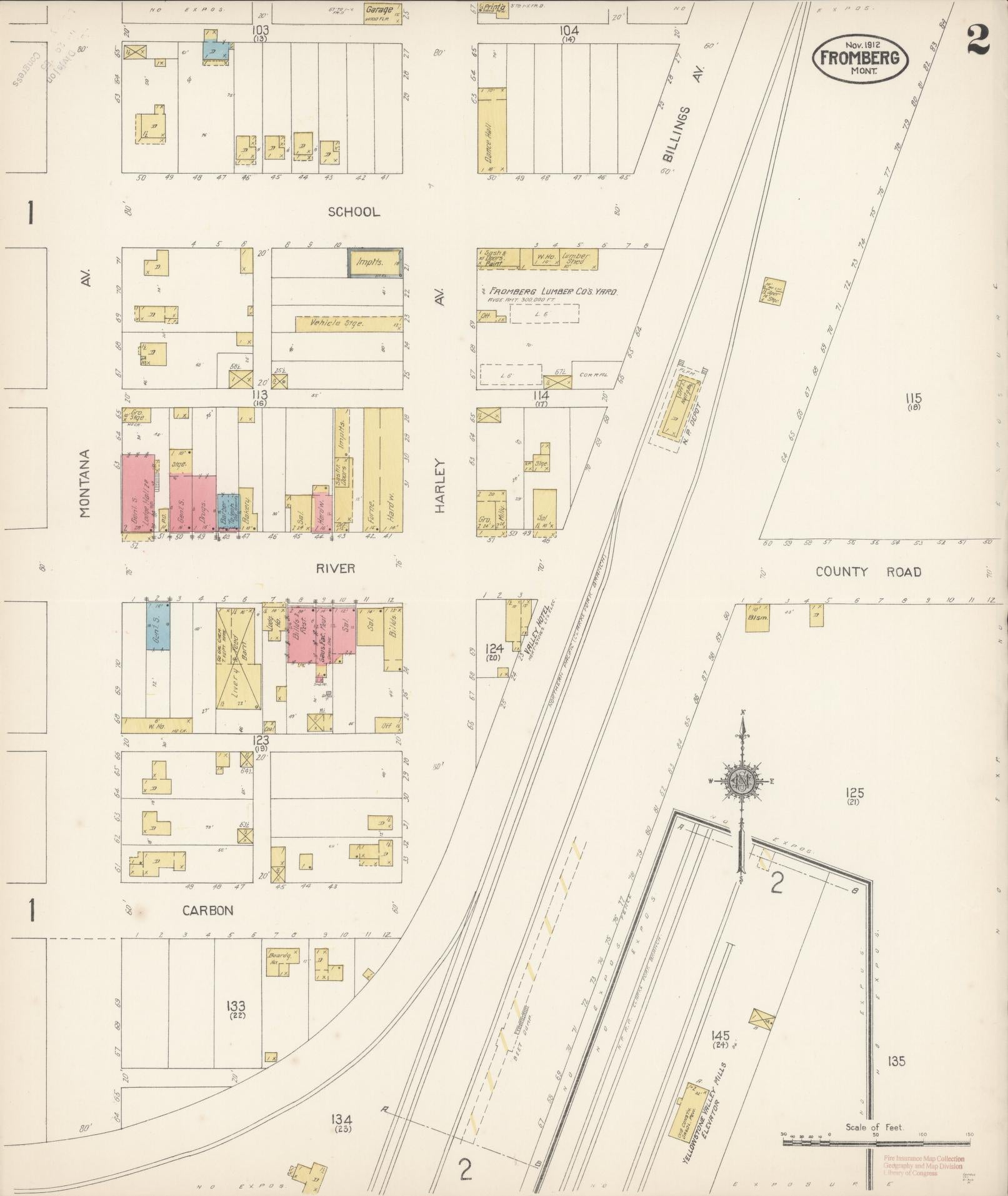 Sanborn Fire Insurance Map from Fromberg, Carbon County, Montana (1912), Sheet #0002 - Historic Sanborn Fire Insurance Map Print, vintage old map wall art, antique decor, genealogy gift, Montana Montana map