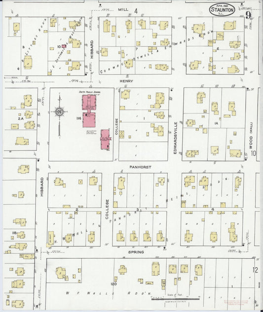 Sanborn Fire Insurance Map from Staunton, Macoupin County, Illinois (1921), Sheet #0009 - Historic Sanborn Fire Insurance Map Print, vintage old map wall art, antique decor, genealogy gift, Illinois Illinois map
