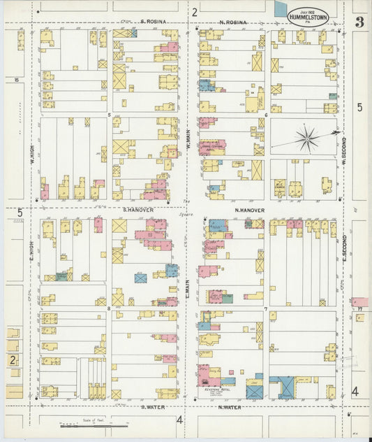 Sanborn Fire Insurance Map from Hummelstown, Dauphin County, Pennsylvania (1902), Sheet #0003 - Historic Sanborn Fire Insurance Map Print, vintage old map wall art, antique decor, genealogy gift, Pennsylvania Pennsylvania map