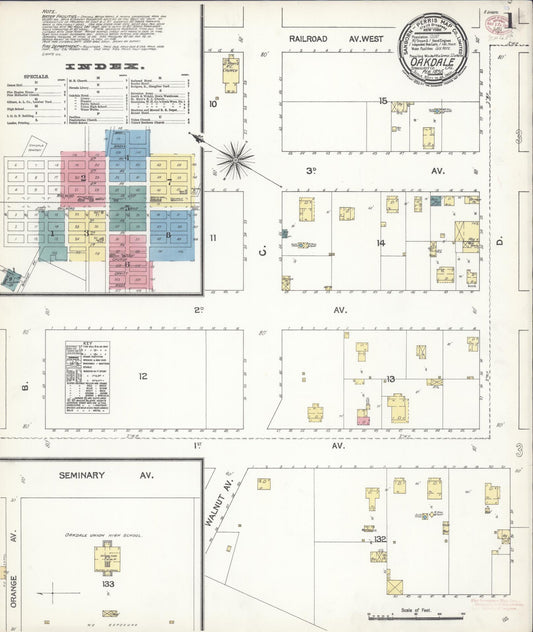 Sanborn Fire Insurance Map from Oakdale, Stanislaus County, California (1895), Sheet #0001 - Complete Map Set gallery image, historic Sanborn map, vintage wall art, California California