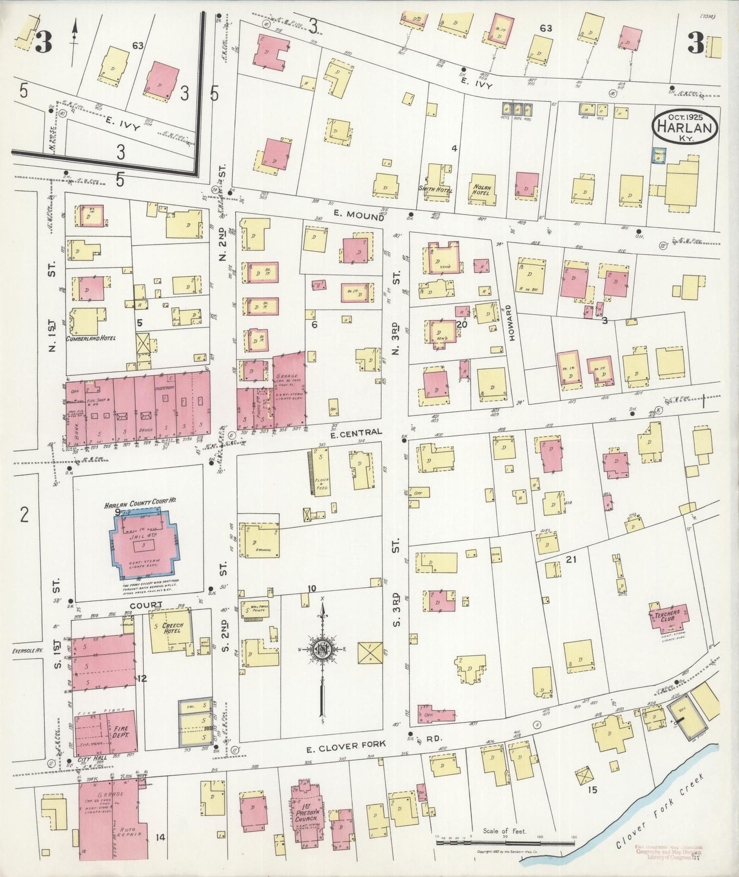 Sanborn Fire Insurance Map from Harlan, Harlan County, Kentucky (1925), Sheet #0003 - Complete Map Set gallery image, historic Sanborn map, vintage wall art, Kentucky Kentucky