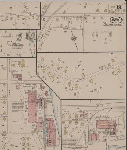 Sanborn Fire Insurance Map from Gainesville, Hall County, Georgia (1922), Sheet #0018 - Complete Map Set gallery image, historic Sanborn map, vintage wall art, Georgia Georgia