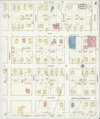 Sanborn Fire Insurance Map from Berne, Adams County, Indiana (1919), Sheet #0004 - Historic Sanborn Fire Insurance Map Print, vintage old map wall art, antique decor, genealogy gift, Indiana Indiana map