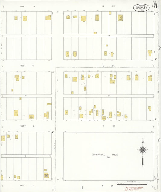 Sanborn Fire Insurance Map from Brawley, Imperial County, California (1922), Sheet #0005 - Historic Sanborn Fire Insurance Map Print, vintage old map wall art, antique decor, genealogy gift, California California map