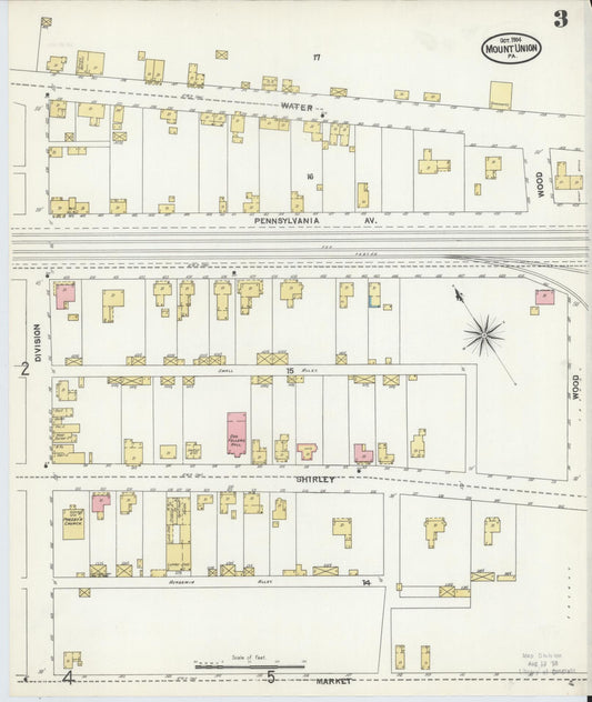 Sanborn Fire Insurance Map from Mount Union, Huntingdon County, Pennsylvania (1904), Sheet #0003 - Historic Sanborn Fire Insurance Map Print, vintage old map wall art, antique decor, genealogy gift, Pennsylvania Pennsylvania map