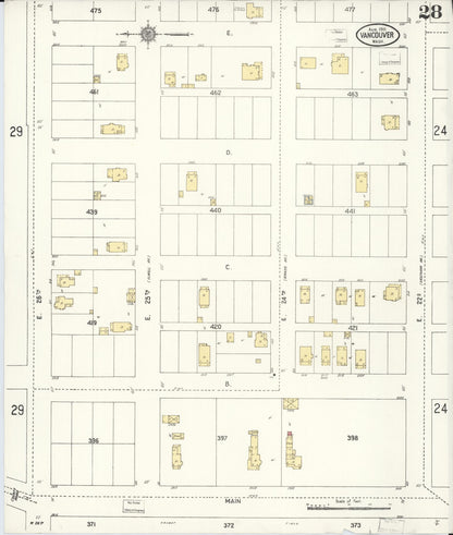 Sanborn Fire Insurance Map from Vancouver, Clark County, Washington (1911), Sheet #0028 - Complete Map Set gallery image, historic Sanborn map, vintage wall art, Washington Washington