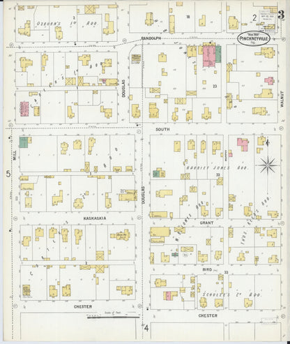 Sanborn Fire Insurance Map from Pinckneyville, Perry County, Illinois (1900), Sheet #0003 - Complete Map Set gallery image, historic Sanborn map, vintage wall art, Illinois Illinois
