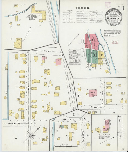 Sanborn Fire Insurance Map from Fultonville, Montgomery County, New York (1906), Sheet #0001 - Historic Sanborn Fire Insurance Map Print, vintage old map wall art, antique decor, genealogy gift, New York New York map